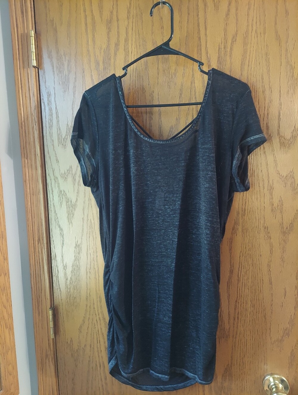 NOBO Charcoal Mineral Wash Strappy Criss Cross Back Side Ruched Top XXL